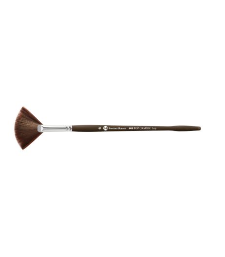 Series 601 TOP GRAPHIC flat brush with dark red-violet synthetic fibre and wooden handle.