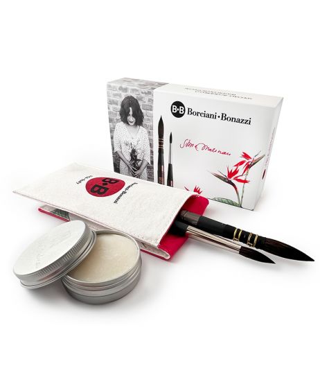 SET No. 4 "SILVIA MOLINARI" BRUSHES folder case in canvas for Serie BeB