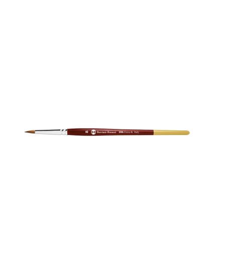 Series 106 round brush for touch-ups with Kolinsky sable hair and short handle.