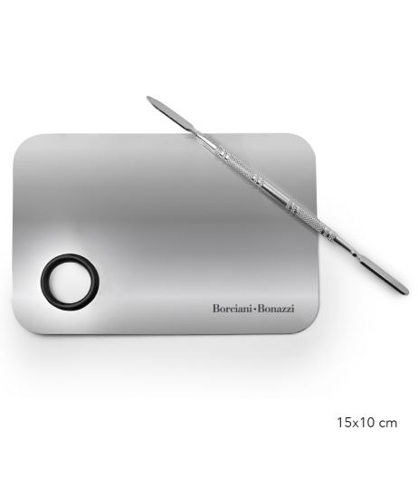 Rectangular stainless steel palette with spatula included – large version