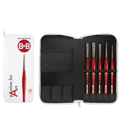 SET Passion for Art - 5 Pennelli sintetico Silver  Serie UNICO BeB