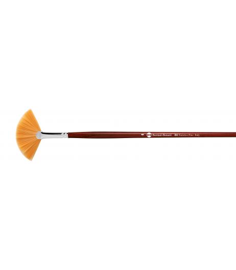 Series 84 fan brush with gold synthetic fibre and wooden handle.